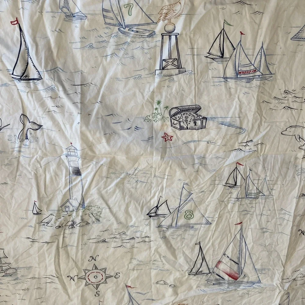 Whistles & Wink Duvet Nautical Twin Size 100% Cotton Pirate Sea Sailing Boats